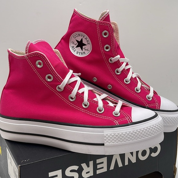 Converse WMNS CTAS LIFT HI CERISE PINK/WHITE/BLACK A08288F Platforms Sneakers - Picture 8 of 16